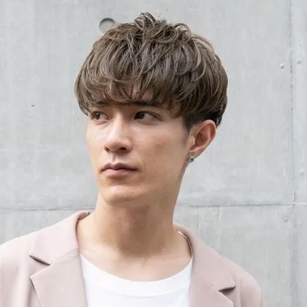 ⑤ダウンパーマ前髪：面長・ハチ張りもカバー